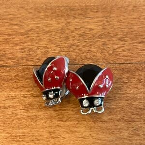Clip On Red and Black Ladybug Earrings